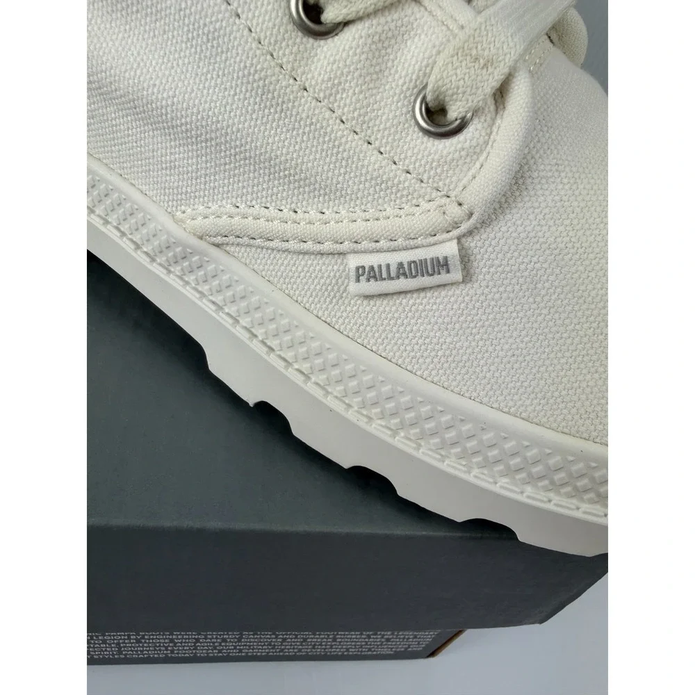 Palladium Pampa Hi Womens 9 Star White Canvas Ankle Combat Boots Lug Sole